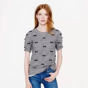 J.Crew short sleeve shirt mini navy bows sweatshirt grey size M tiny jewels